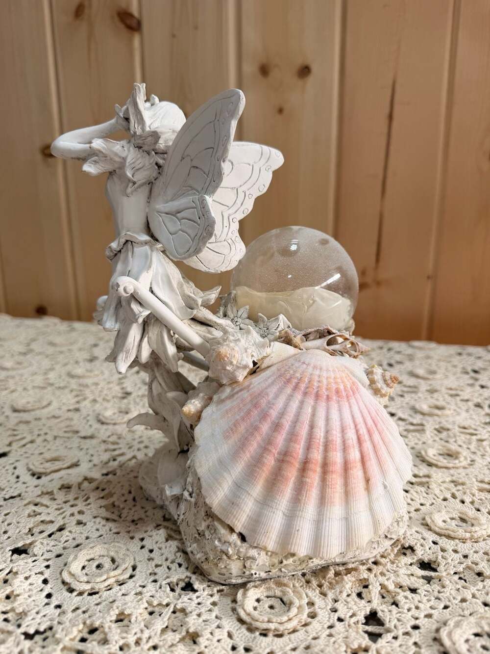 Fairy Figurine Sea Shell & Globe Decor DIY Cottagecore Coastal Fairycore Statue